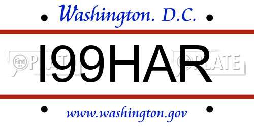 I99HAR District Of Columbia License Plate