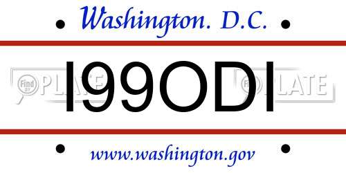 I99ODI District Of Columbia License Plate