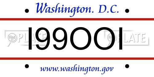 I99OOI District Of Columbia License Plate