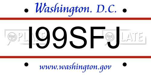 I99SFJ District Of Columbia License Plate