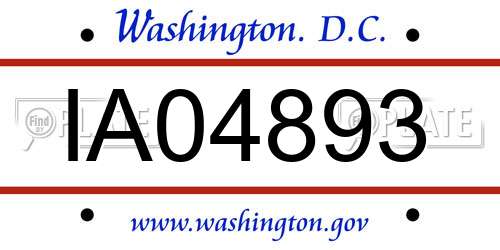 IA04893 District Of Columbia License Plate