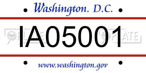 IA05001 District Of Columbia License Plate