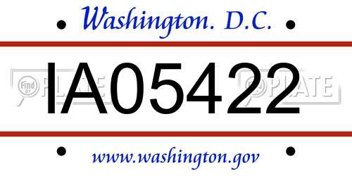 IA05422 District Of Columbia License Plate