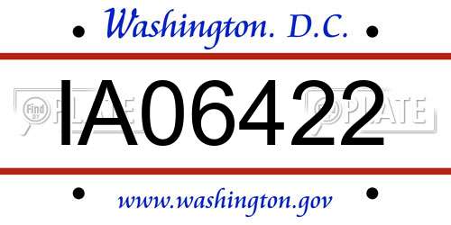 IA06422 District Of Columbia License Plate