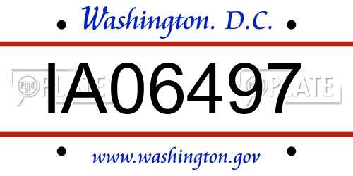 IA06497 District Of Columbia License Plate
