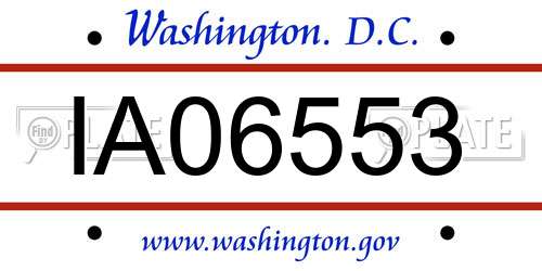 IA06553 District Of Columbia License Plate