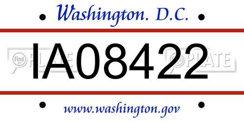 IA08422 District Of Columbia License Plate