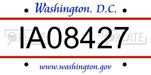 IA08427 District Of Columbia License Plate