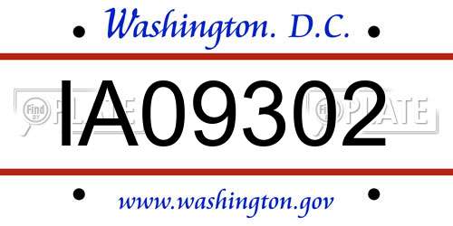 IA09302 District Of Columbia License Plate