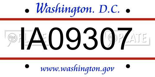IA09307 District Of Columbia License Plate