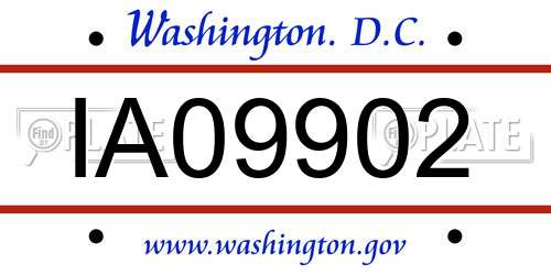IA09902 District Of Columbia License Plate