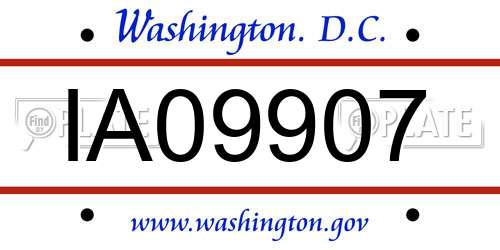 IA09907 District Of Columbia License Plate