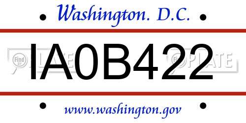 IA0B422 District Of Columbia License Plate
