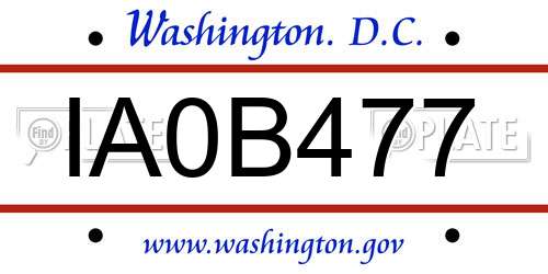 IA0B477 District Of Columbia License Plate
