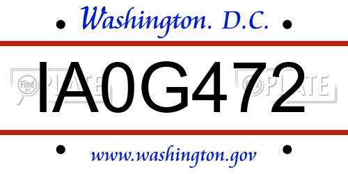 IA0G472 District Of Columbia License Plate