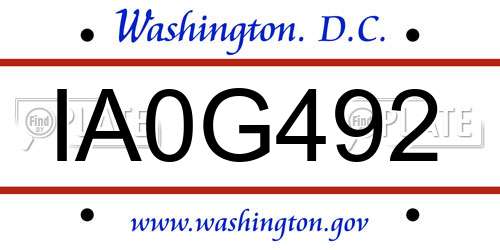 IA0G492 District Of Columbia License Plate