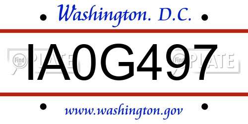 IA0G497 District Of Columbia License Plate