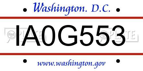 IA0G553 District Of Columbia License Plate