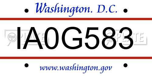 IA0G583 District Of Columbia License Plate
