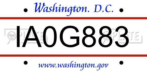 IA0G883 District Of Columbia License Plate