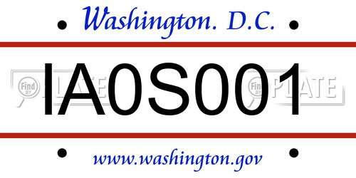 IA0S001 District Of Columbia License Plate