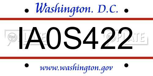 IA0S422 District Of Columbia License Plate