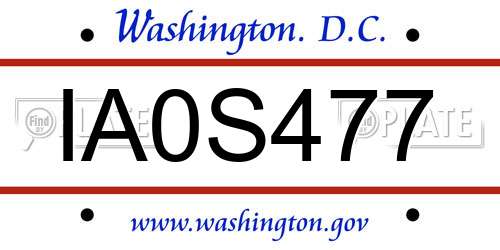 IA0S477 District Of Columbia License Plate
