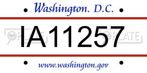 IA11257 District Of Columbia License Plate