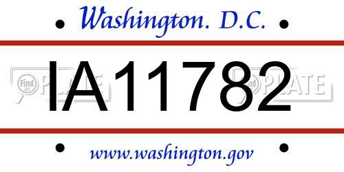 IA11782 District Of Columbia License Plate