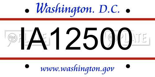 IA12500 District Of Columbia License Plate