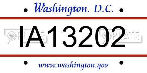 IA13202 District Of Columbia License Plate