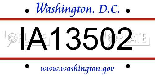 IA13502 District Of Columbia License Plate