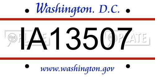 IA13507 District Of Columbia License Plate