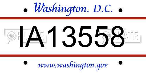IA13558 District Of Columbia License Plate
