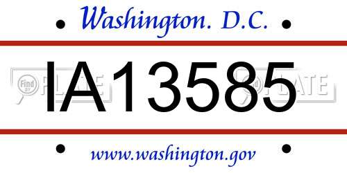IA13585 District Of Columbia License Plate
