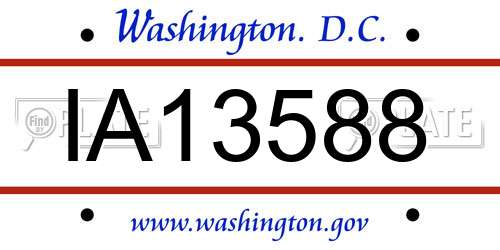 IA13588 District Of Columbia License Plate