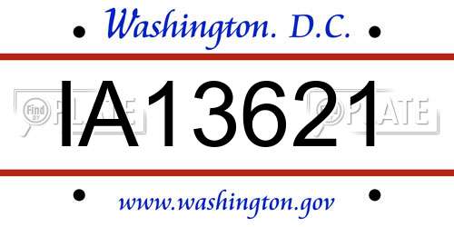 IA13621 District Of Columbia License Plate