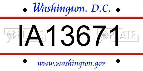 IA13671 District Of Columbia License Plate