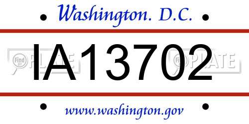 IA13702 District Of Columbia License Plate