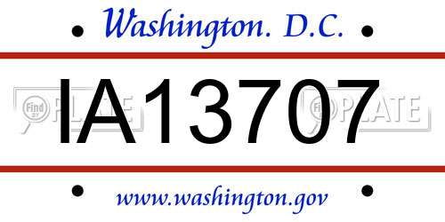 IA13707 District Of Columbia License Plate