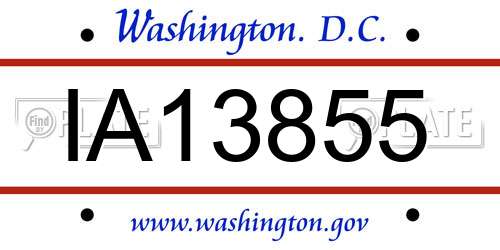 IA13855 District Of Columbia License Plate