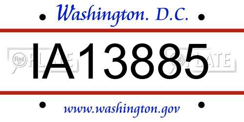 IA13885 District Of Columbia License Plate