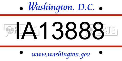 IA13888 District Of Columbia License Plate