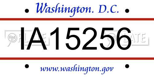 IA15256 District Of Columbia License Plate