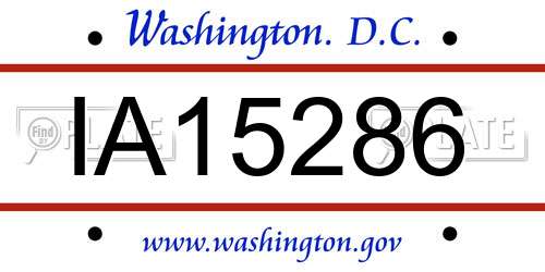 IA15286 District Of Columbia License Plate