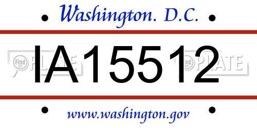 IA15512 District Of Columbia License Plate