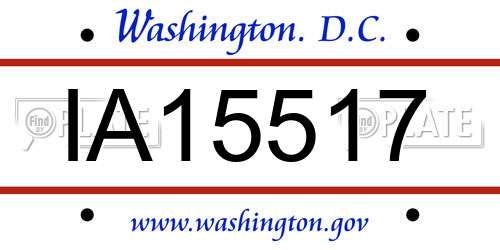 IA15517 District Of Columbia License Plate