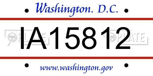 IA15812 District Of Columbia License Plate