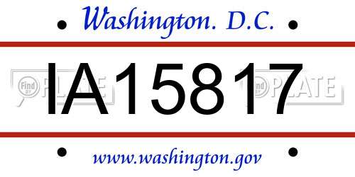 IA15817 District Of Columbia License Plate