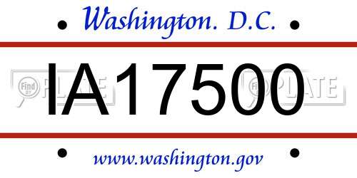 IA17500 District Of Columbia License Plate